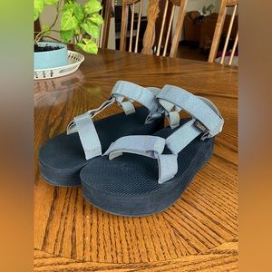 Teva Metallic Silver Flatform Sandals